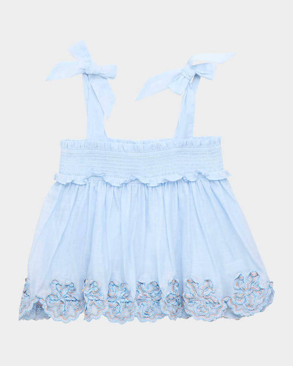 Girl's Cascadian Ruffle Smocked Top, Size 2-1